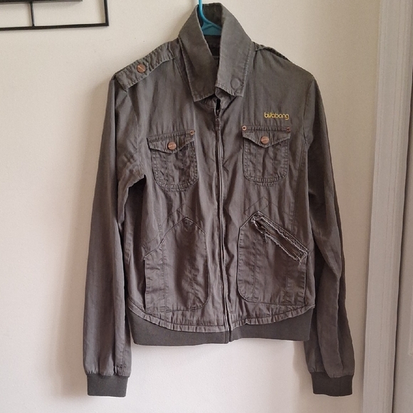 Billabong Olive Green Military Utility Jacket Full Zip Cargo Pockets Medium - Picture 4 of 13